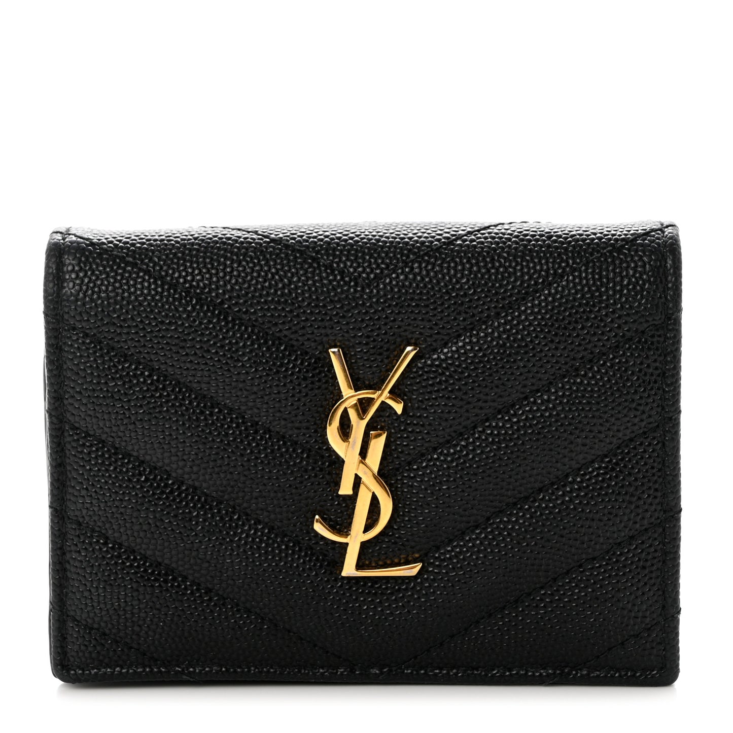 Grain De Poudre Matelasse Chevron Monogram Card Case Black