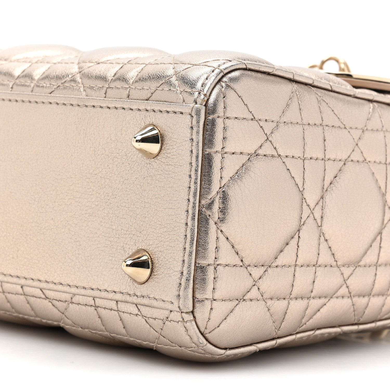 Christian Dior Metallic Lambskin Cannage Small My ABCDior Lady Dior Gold 8 of 10