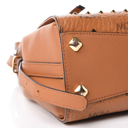 MCM Visetos Swarovski Crystal Studded Satchel Cognac 8 of 9