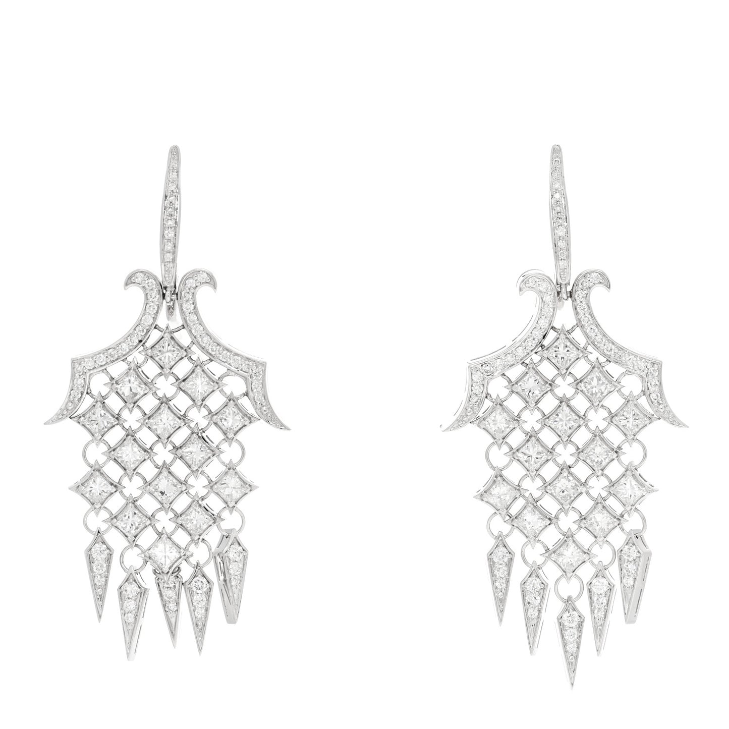 18K White Gold Diamond 4.25ctw Chandelier Earrings