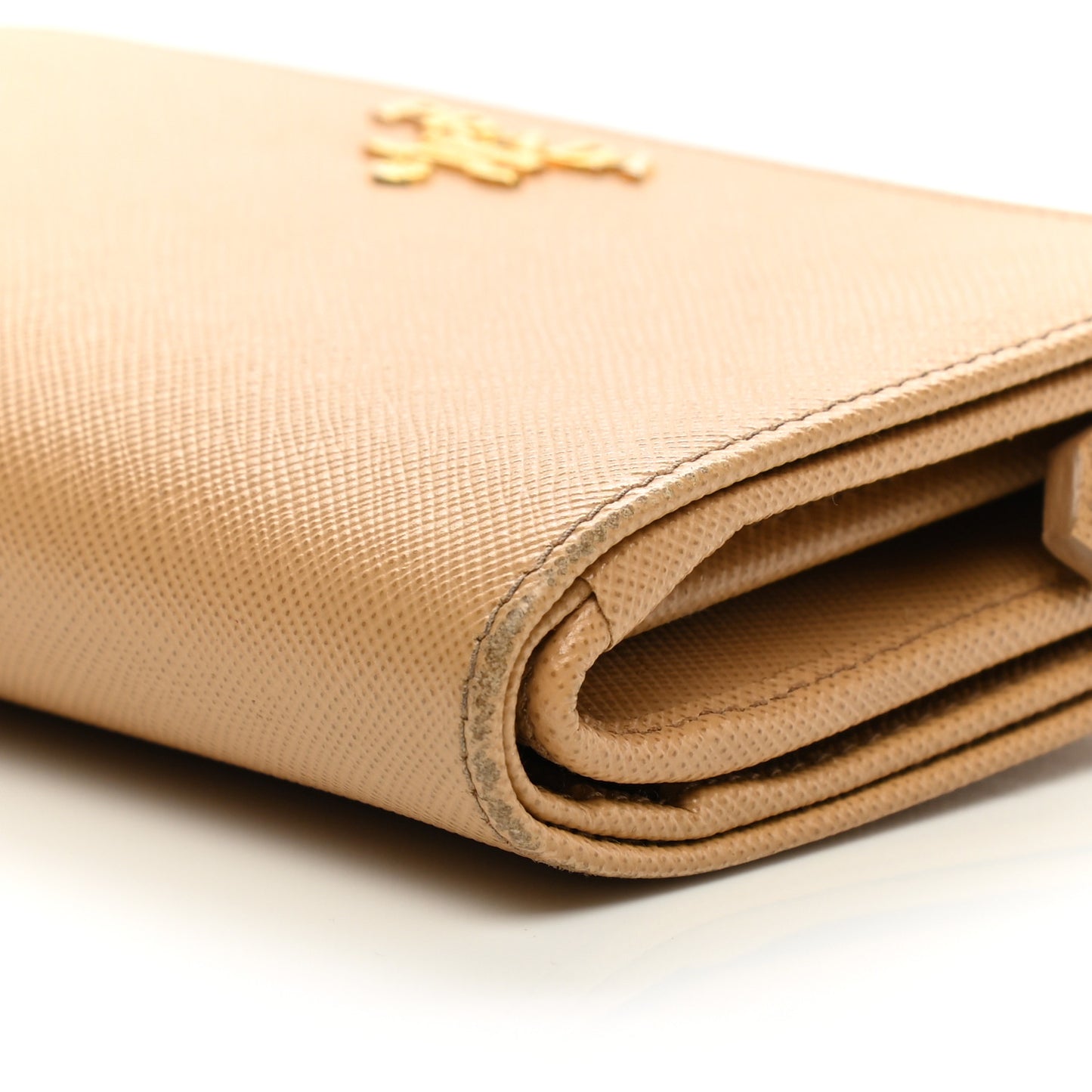 Saffiano Metal Compact Wallet Noisette