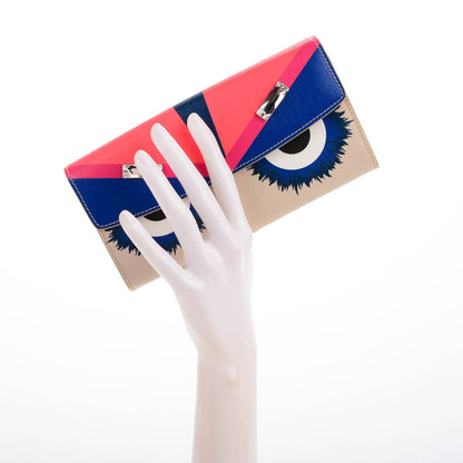 Fendi Vitello Elite Crystal Eye Monster Simply Continental Wallet Bellini Multicolor 2 of 8