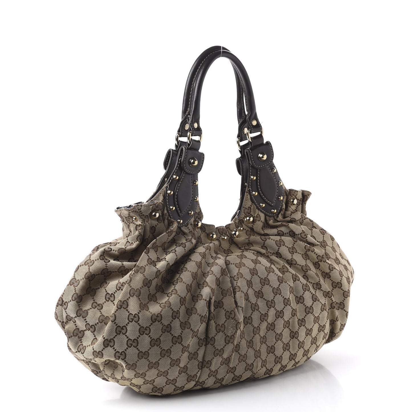 Monogram Studded Pelham Tote Dark Brown