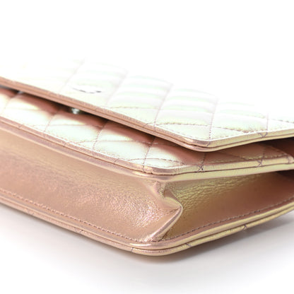Chanel Iridescent Calfskin Quilted Wallet On Chain WOC Pink 10 of 10