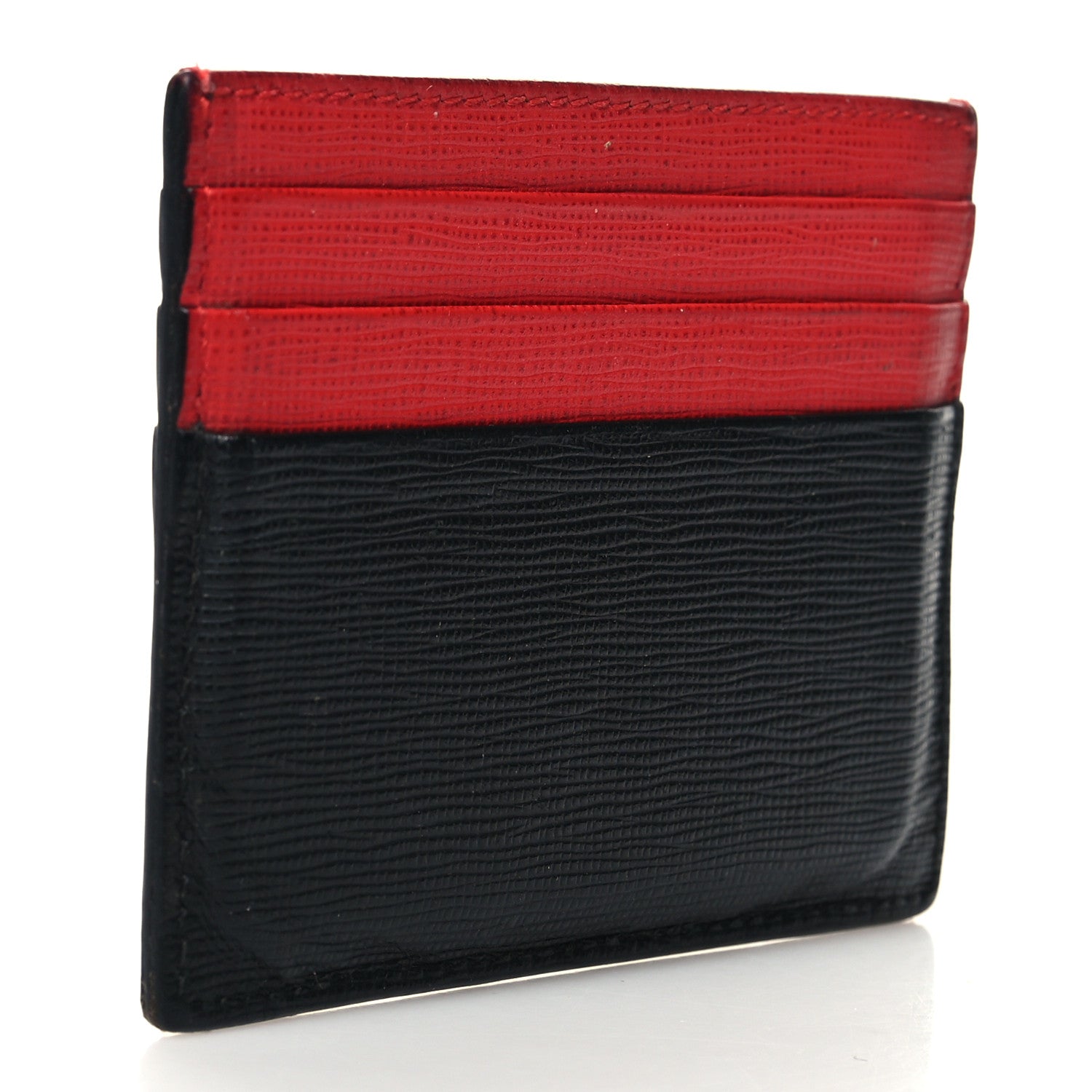 Fendi Vitello Elite Monster Eyes Inlay Card Holder Black Giallo Rosso 3 of 12