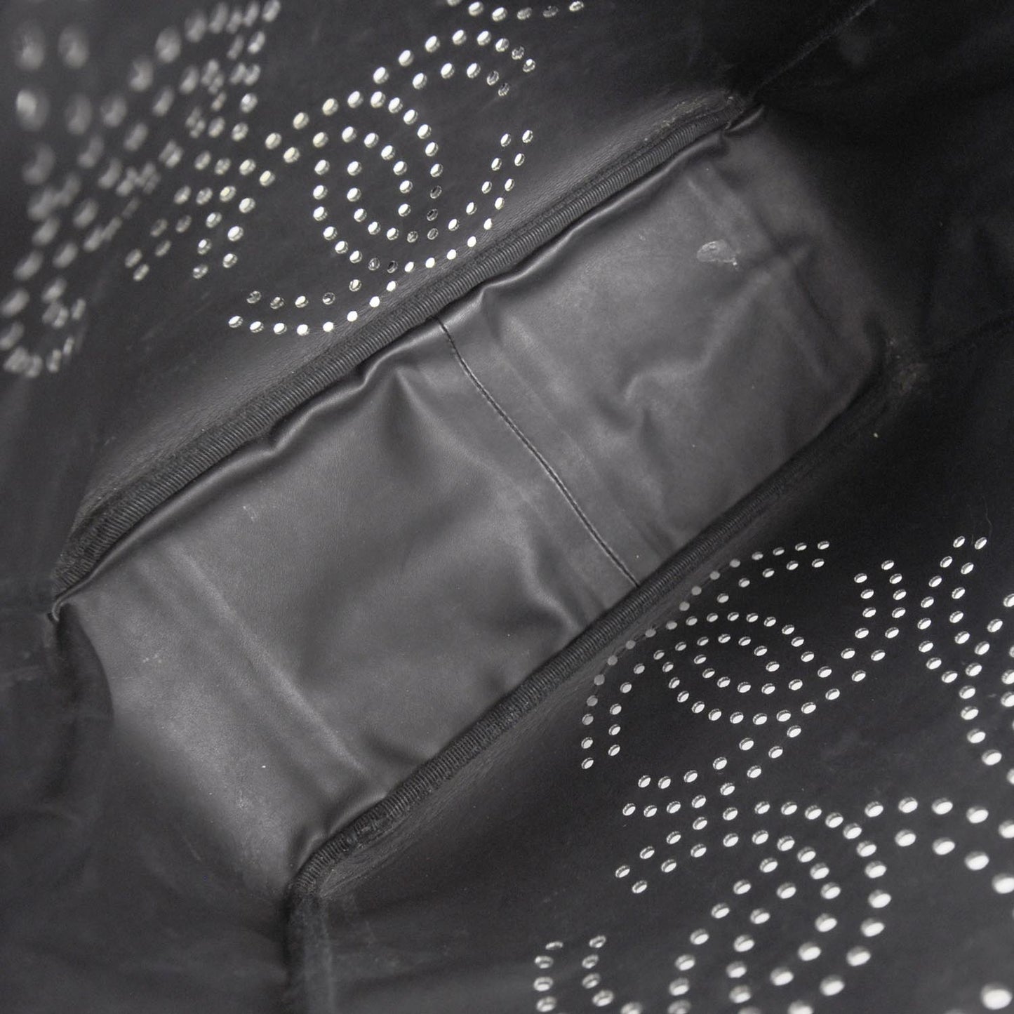 Patent Perforated CC Shopping Tote Black