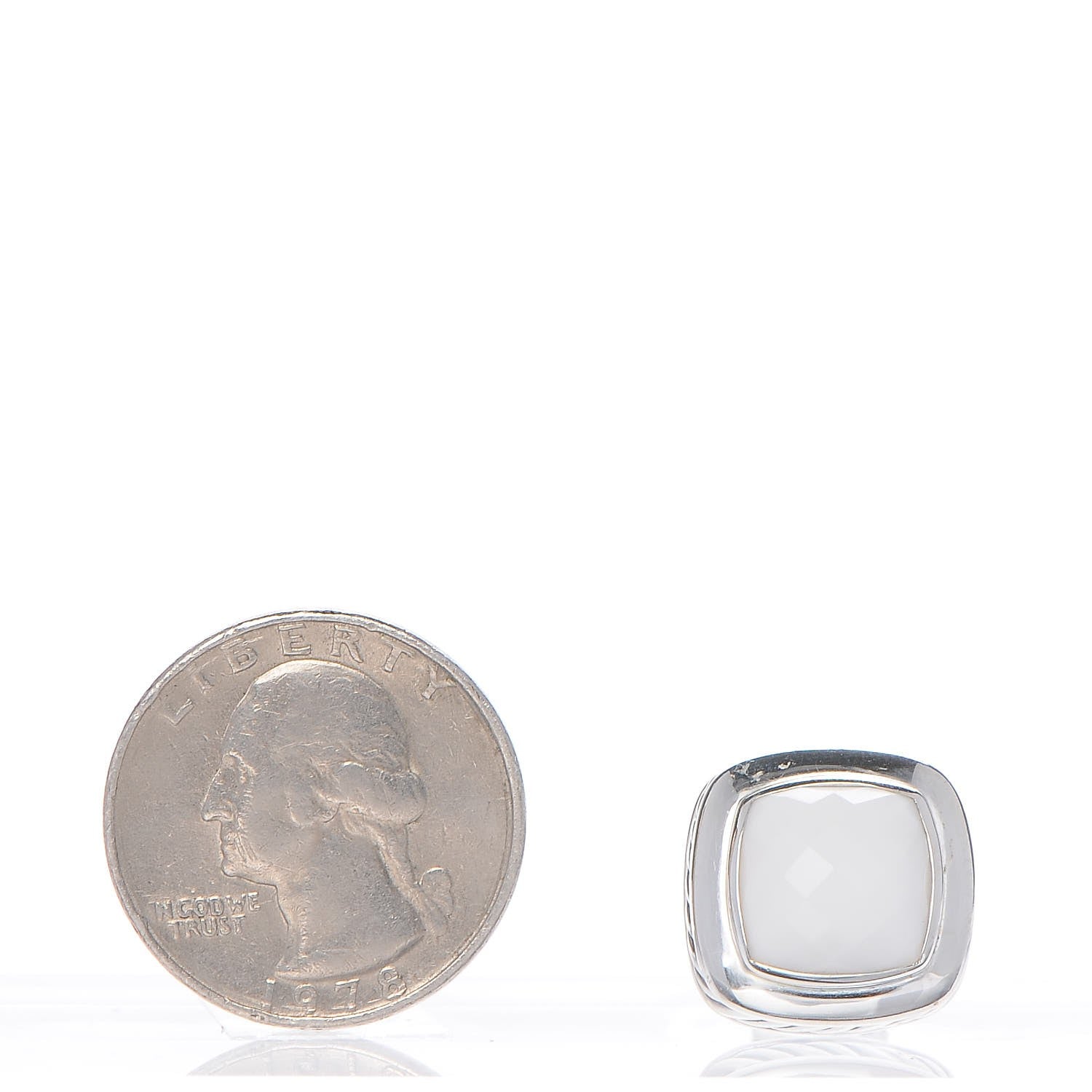 David Yurman Sterling Silver White Agate 11mm Albion Earrings 2 of 4