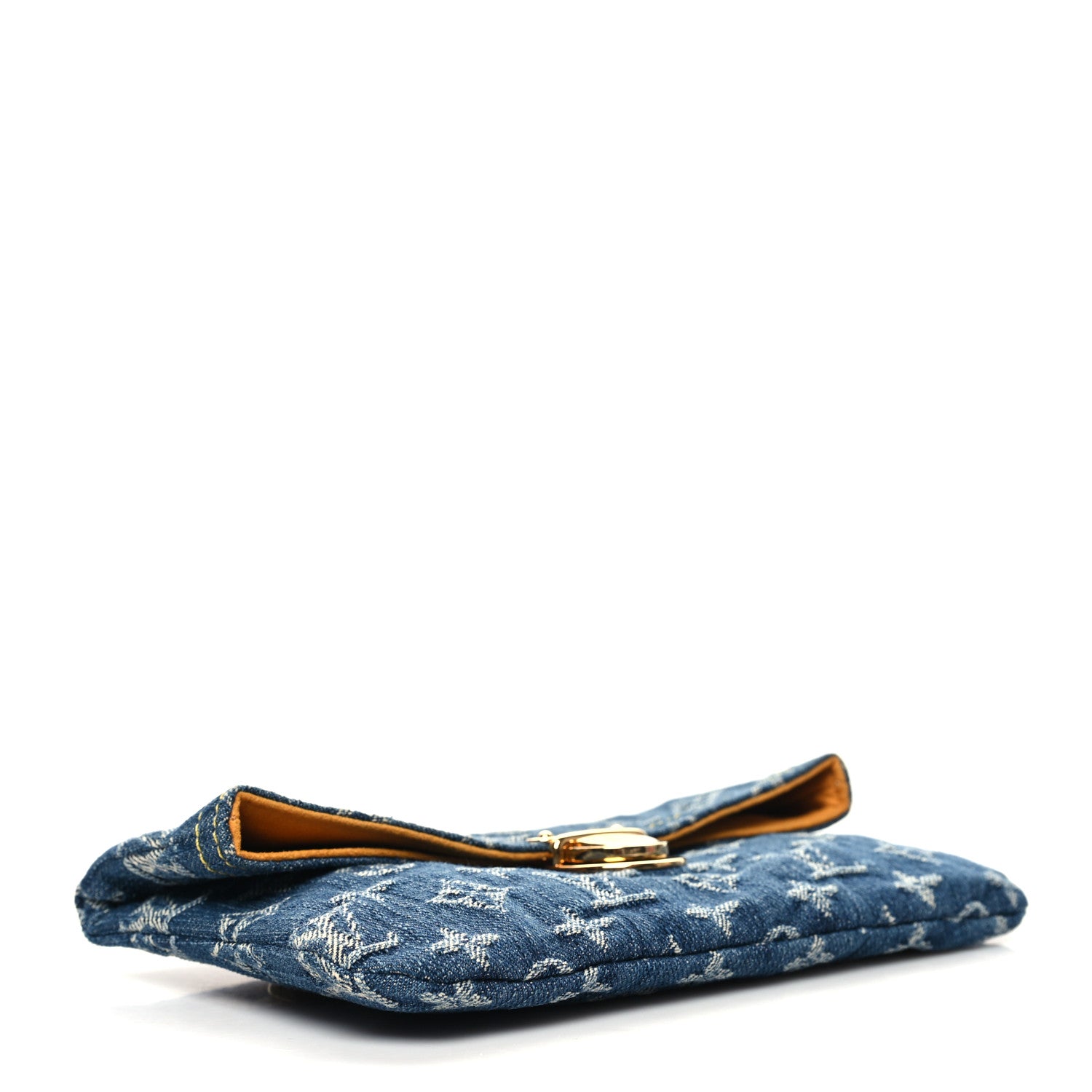 Louis Vuitton Monogram Denim Pochette Plat Clutch Blue 4 of 9