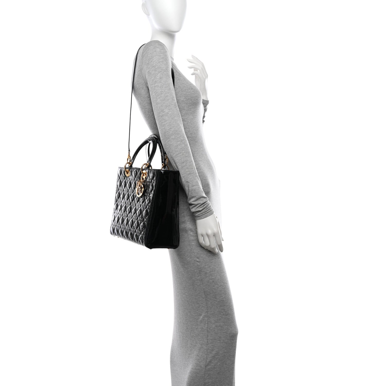 Christian Dior Patent Cannage Large Lady Dior Black 2 of 13