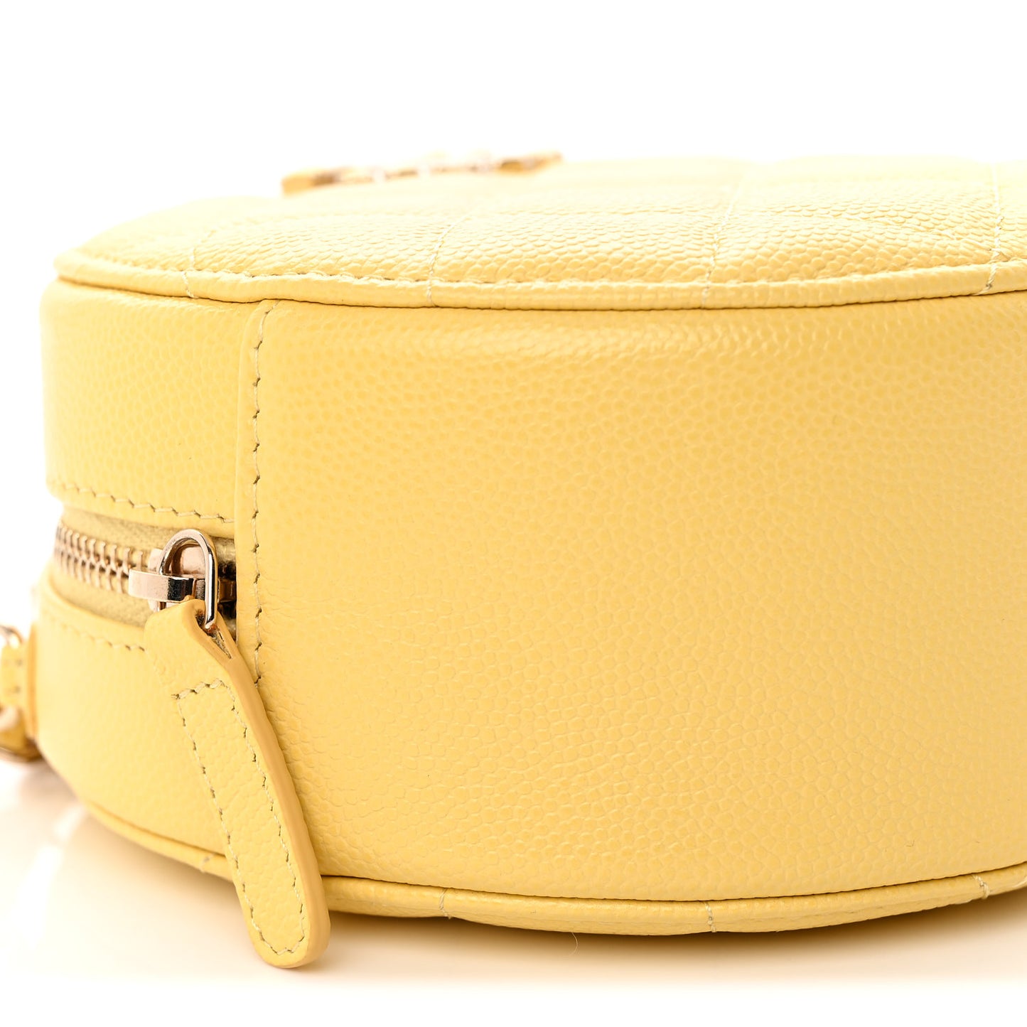 Caviar Quilted Gripoix CC Round Clutch With Chain Yellow