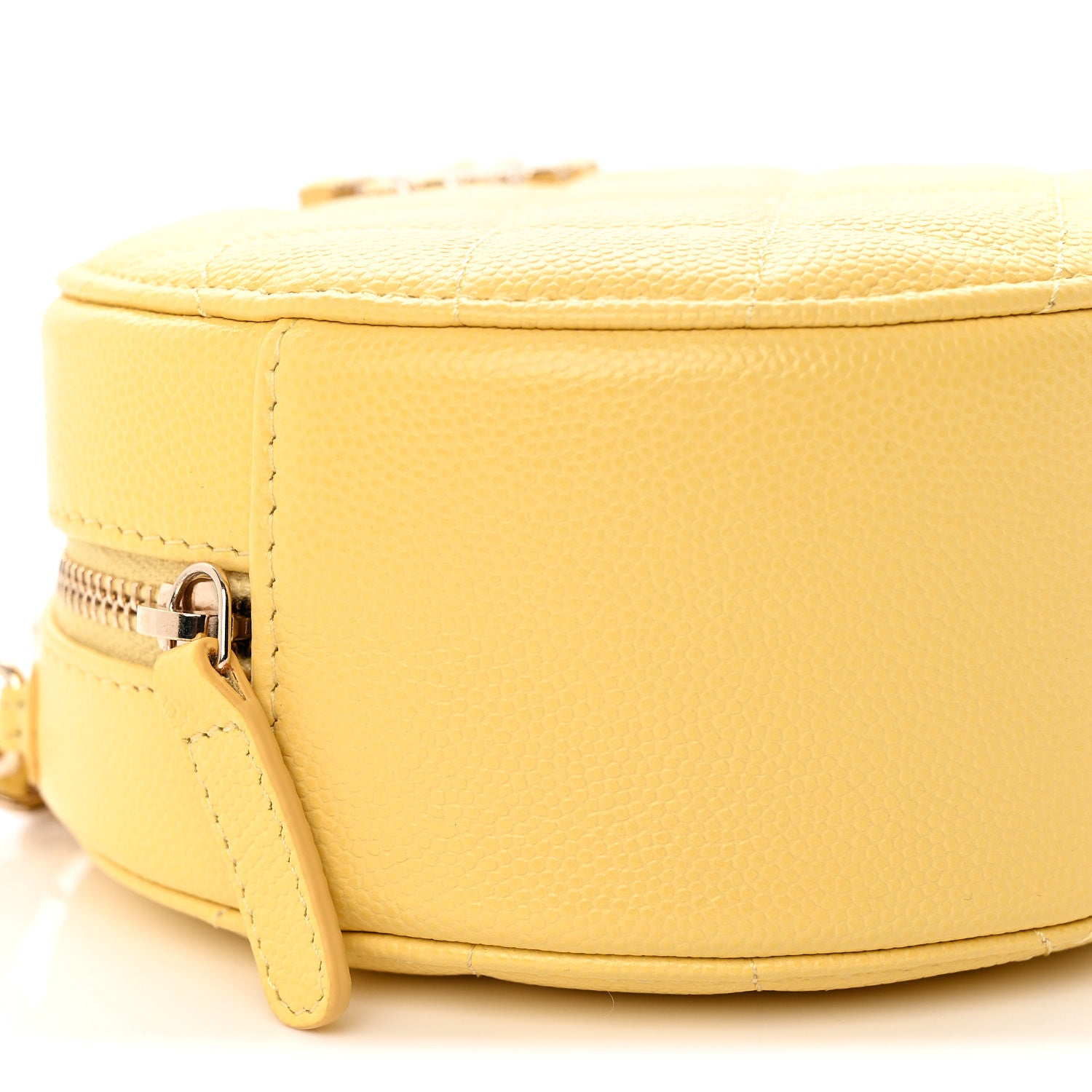 Chanel Caviar Quilted Gripoix CC Round Clutch With Chain Yellow 9 of 10