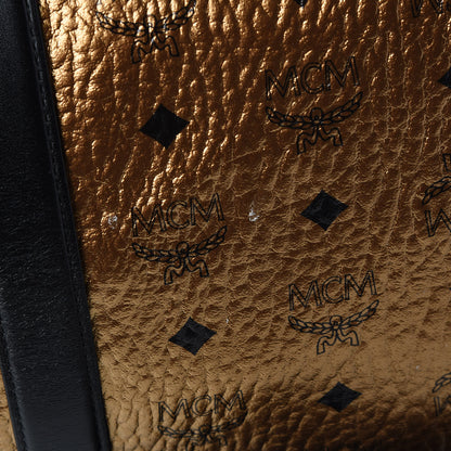 MCM Metallic Visetos Medium Traveler Weekender Bag Gold 12 of 12