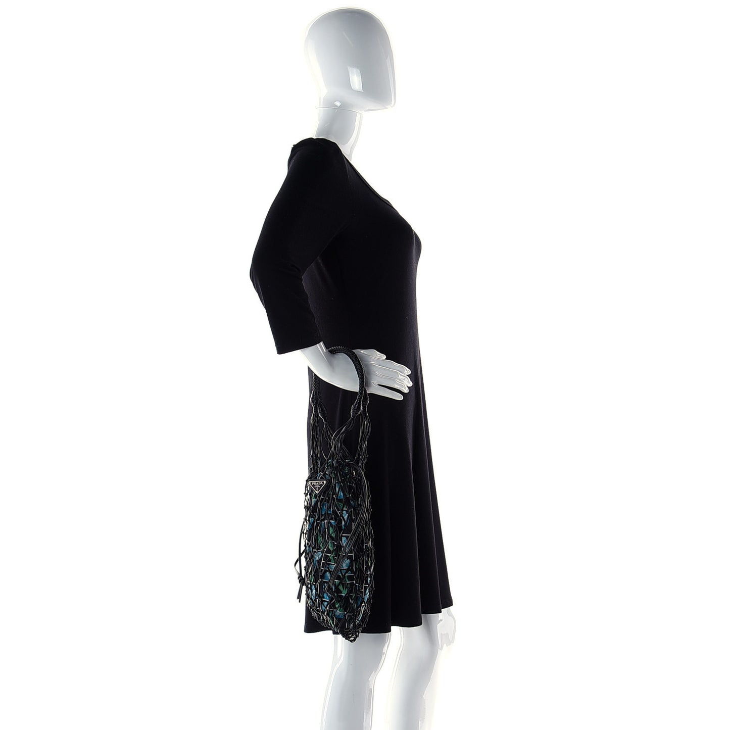 Tessuto Nylon Floral Print Net Tote Black Multicolor