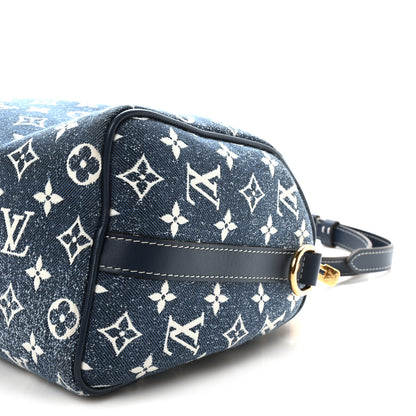 Louis Vuitton Monogram Jacquard Denim Speedy Bandouliere 25 Bleu 9 of 10