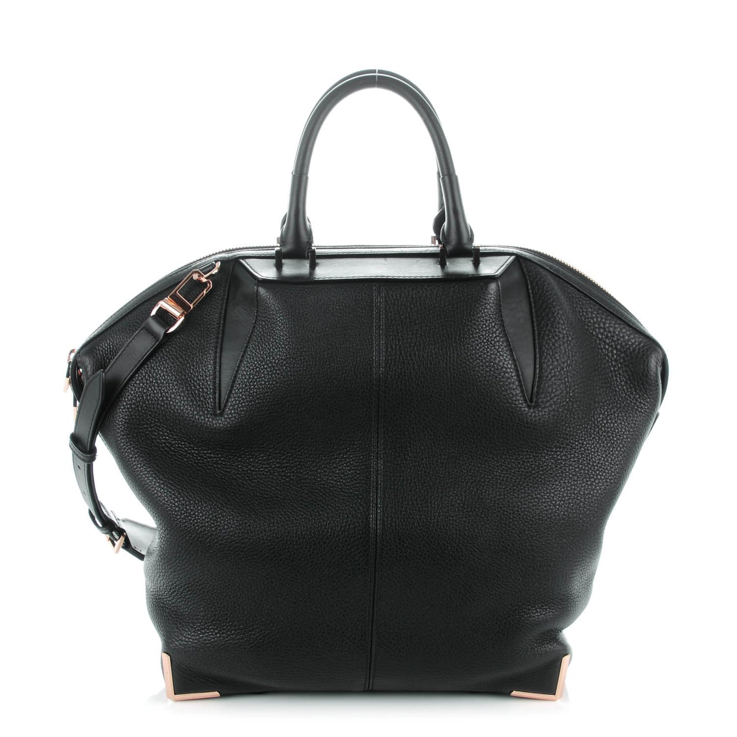 Pebbled Calfskin Large Emile Black Rose Gold Hardware