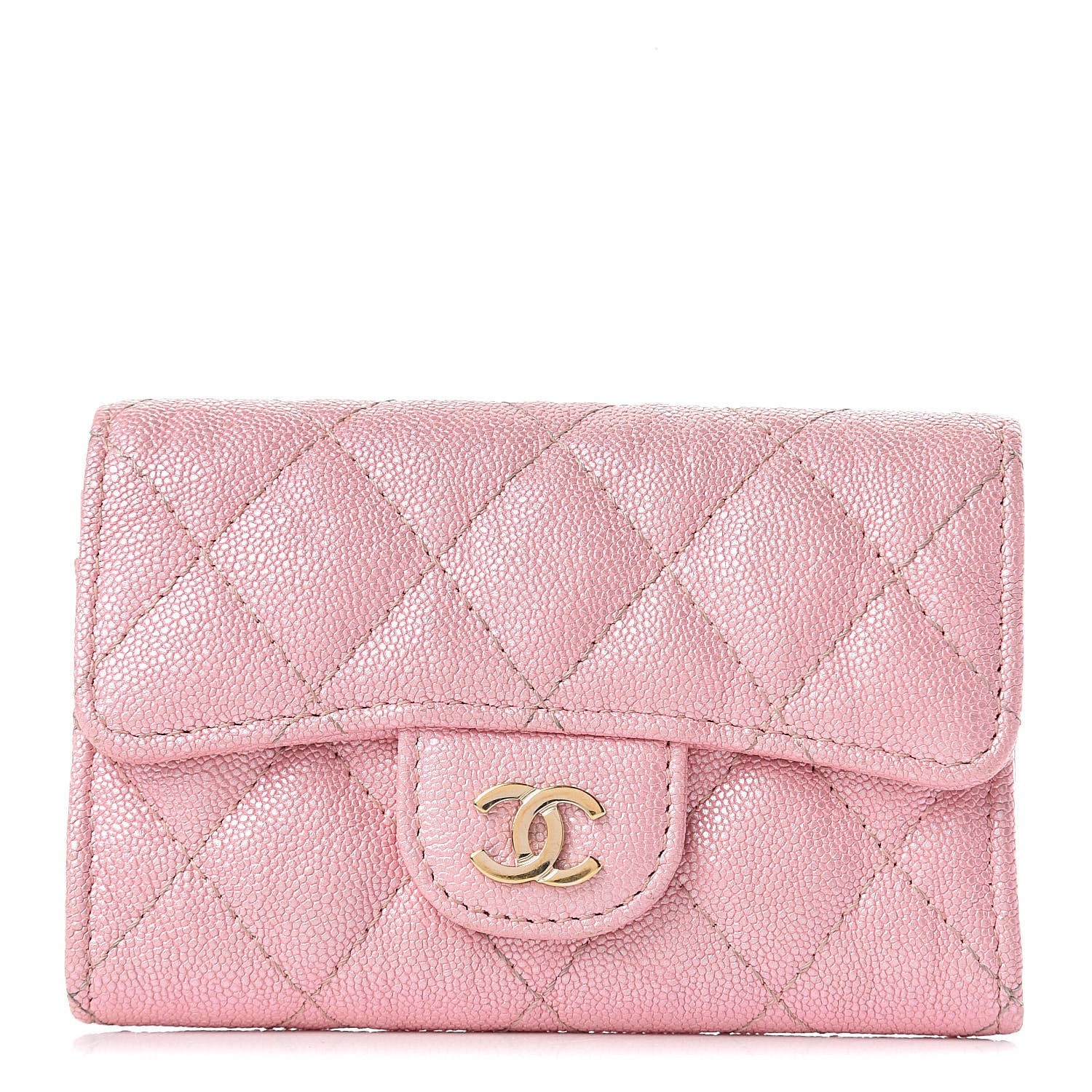 Chanel Iridescent Caviar Quilted Flap Card Holder Rose Pink 1 of 9
