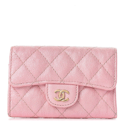 Chanel Iridescent Caviar Quilted Flap Card Holder Rose Pink 1 of 9