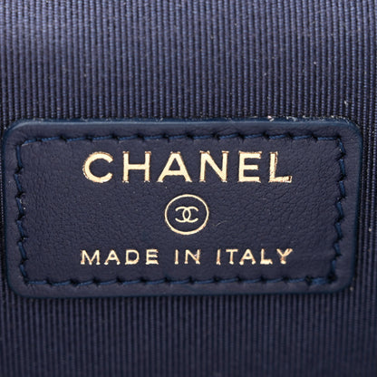Chanel Caviar Quilted Mini Vanity Case With Chain Navy Blue 6 of 10