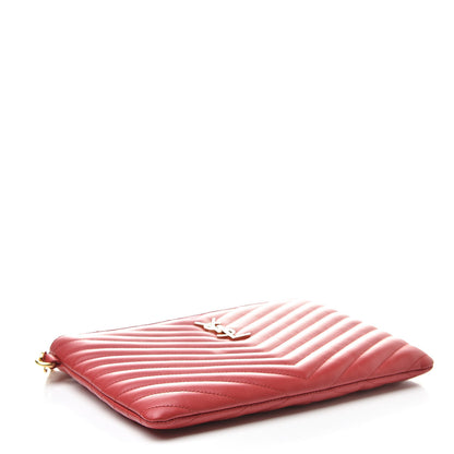 Saint Laurent Calfskin Matelasse Chevron Monogram A5 Wristlet Red 4 of 8