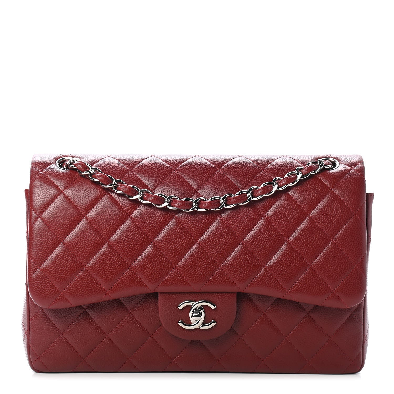 Chanel Caviar Quilted Jumbo Double Flap Dark Red 1 of 9