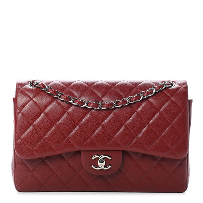 Chanel Caviar Quilted Jumbo Double Flap Dark Red 1 of 9