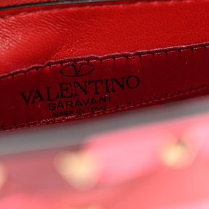 Valentino Garavani Nappa Lettering Print Medium Rockstud Spike Shoulder Bag Red Pink 6 of 13