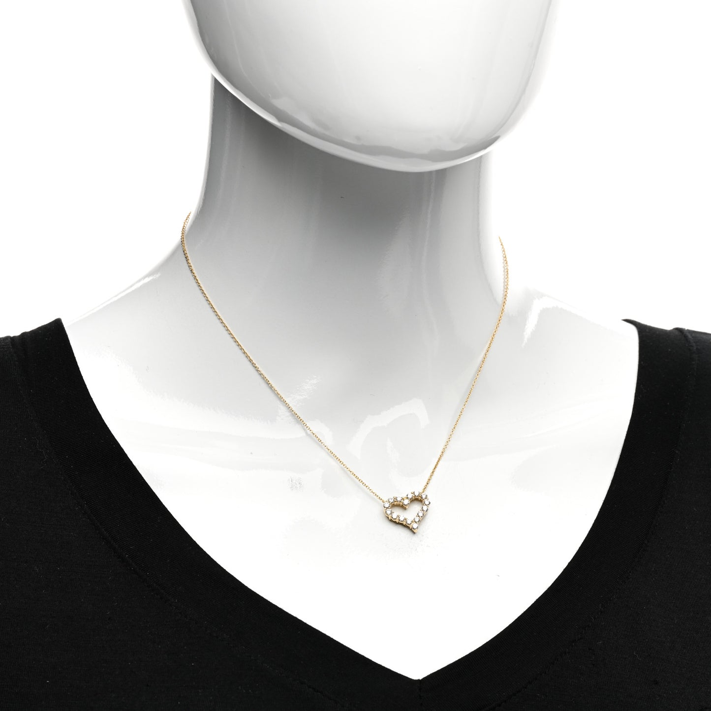 18K Yellow Gold Diamond Small Heart Pendant Necklace