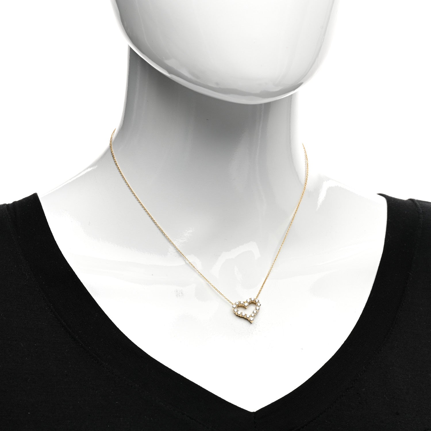 Tiffany 18K Yellow Gold Diamond Small Heart Pendant Necklace 2 of 5
