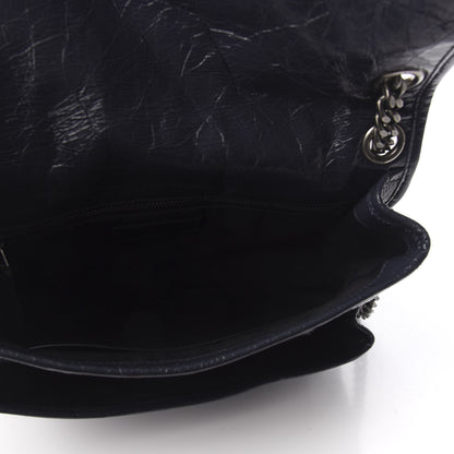 Saint Laurent Crinkled Calfskin Matelasse Monogram Medium Niki Chain Satchel Deep Marine 5 of 9