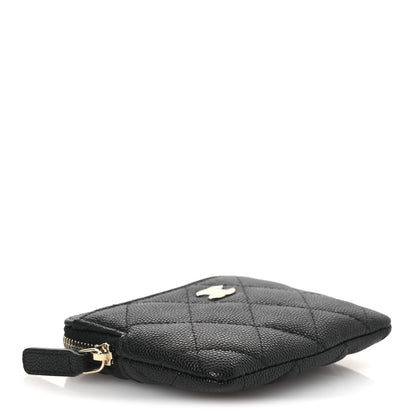 Chanel Caviar Quilted Zip Card Holder Wallet Black 4 of 9