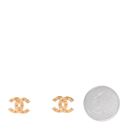 Chanel Metal CC Paris Button Stud Earrings Gold 2 of 5