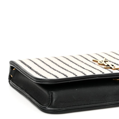 Saint Laurent Canvas Striped Phone Holder Crossbody Beige Black 8 of 11