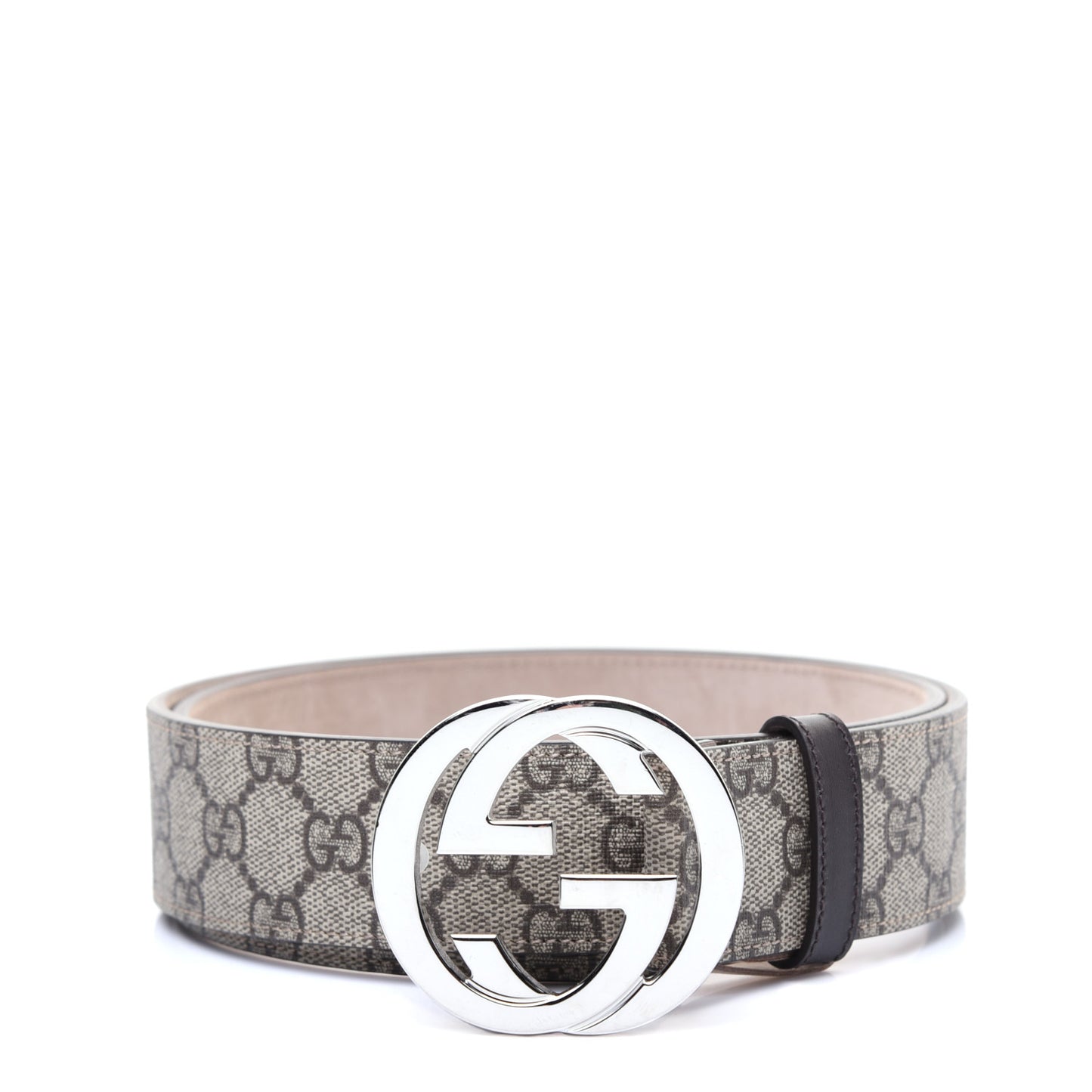 GG Supreme Monogram Selleria Calfskin Interlocking G 40mm Belt 90 36 Beige Ebony Cocoa