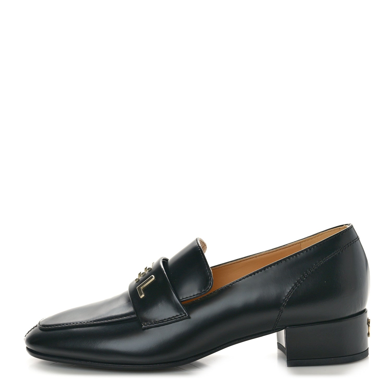 Chanel Shiny Calfskin Logo Loafers 36 Black 1 of 10