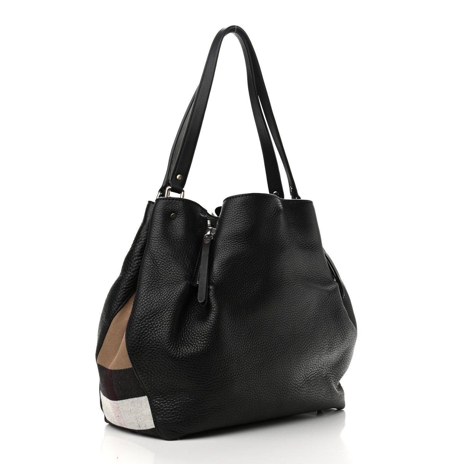 Burberry Grainy Calfskin House Check Medium Maidstone Black 3 of 10