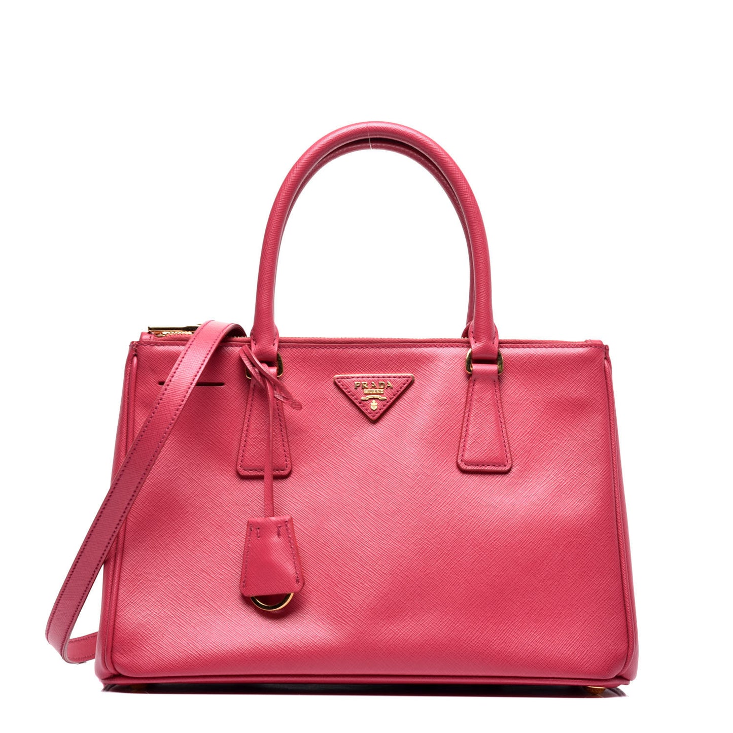 Saffiano Small Galleria Double Zip Tote Fuxia