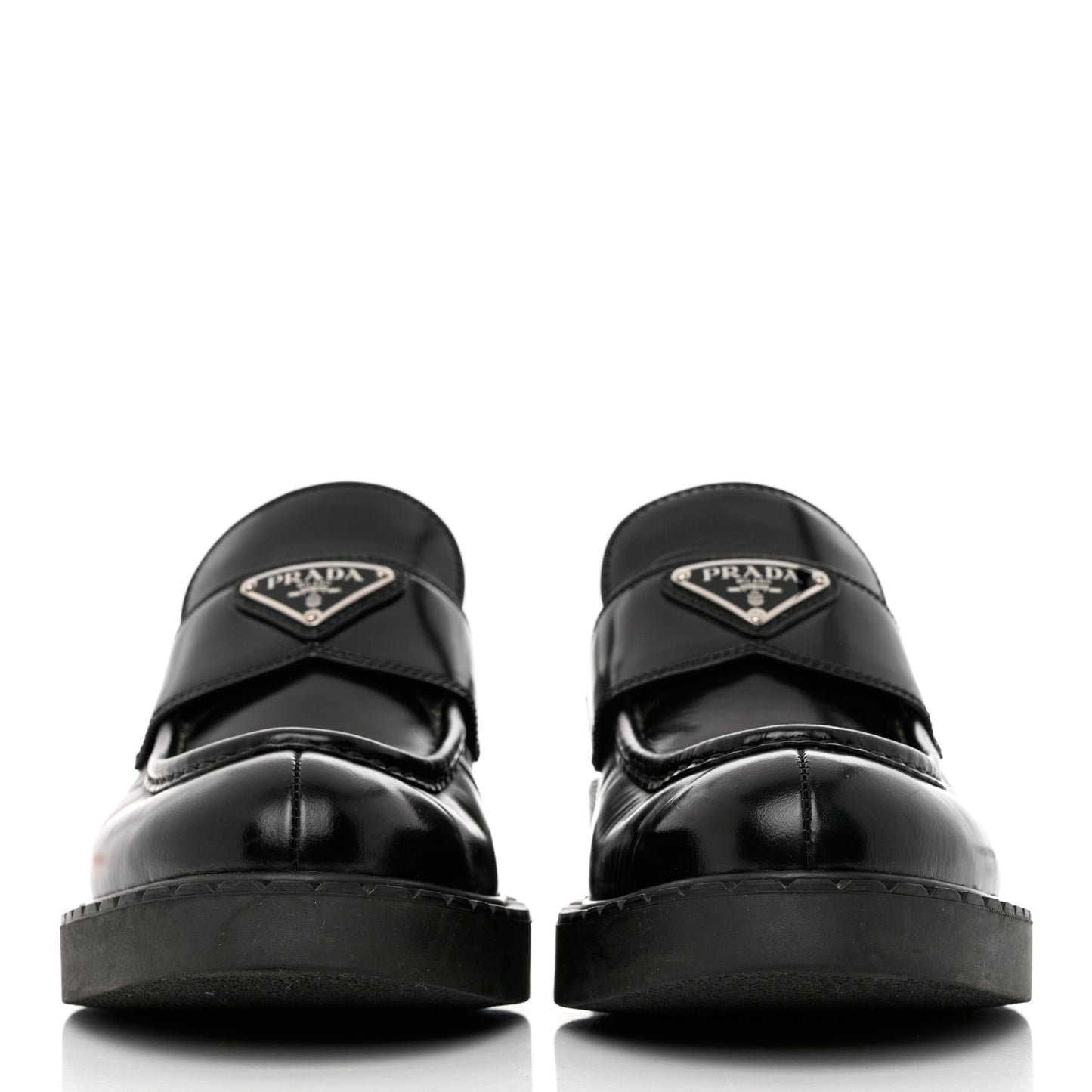 Spazzolato Metal Triangle Logo 50mm Loafers 40.5 Black