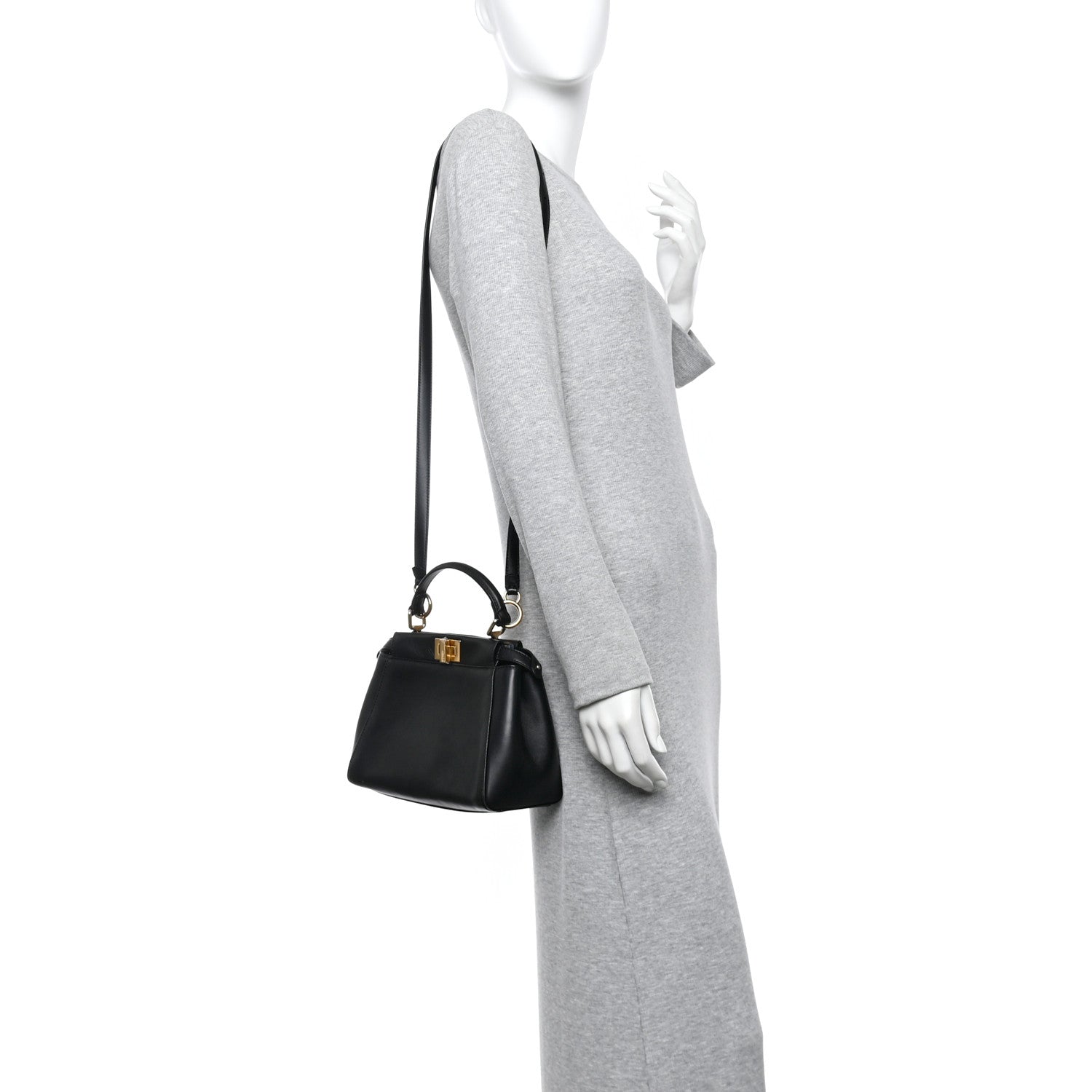 Fendi Nappa Mini Peekaboo Iconic Satchel Black 2 of 11