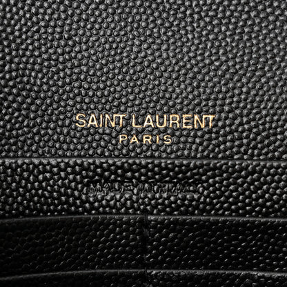 Saint Laurent Grain De Poudre Mixed Matelasse Triquilt Monogram Chain Wallet Black 7 of 10