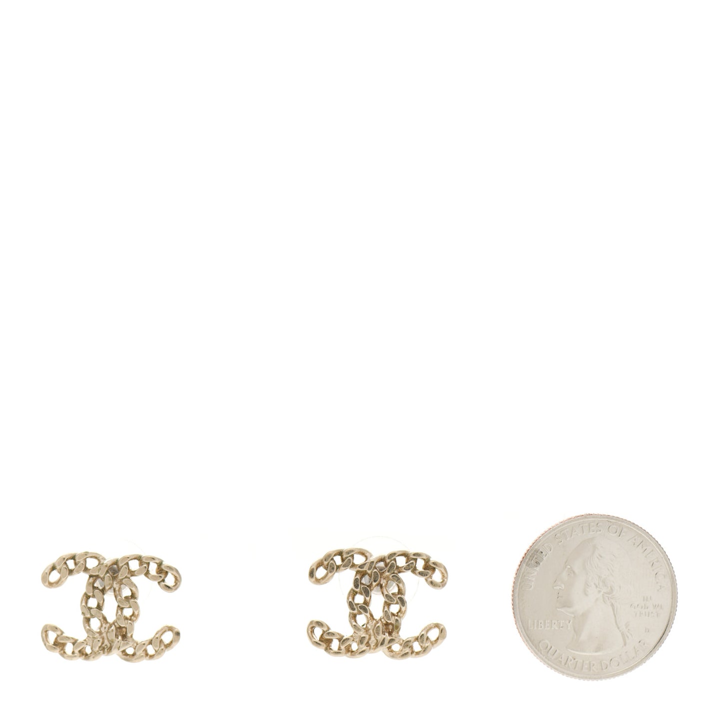 Metal Chain Link CC Earrings Gold