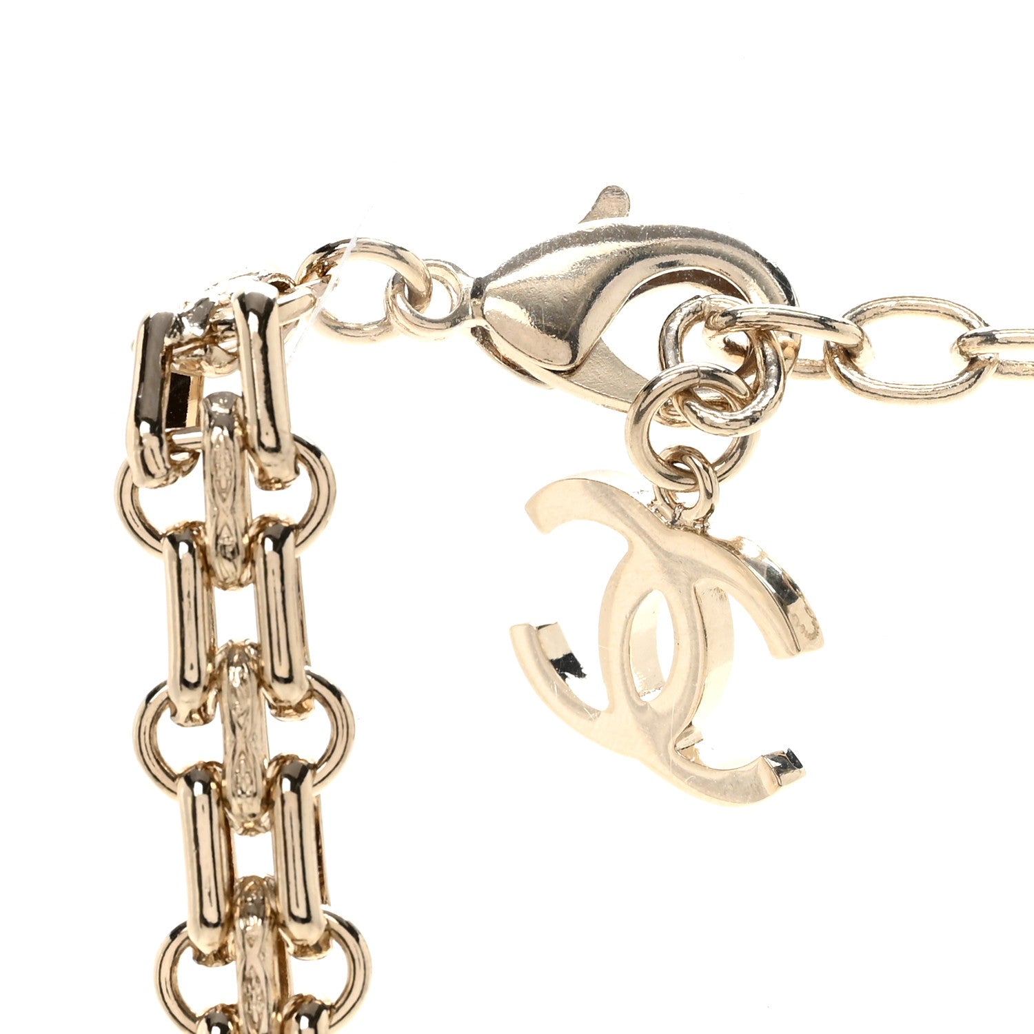 Chanel Metal Crystal CC Choker Necklace Gold 6 of 7