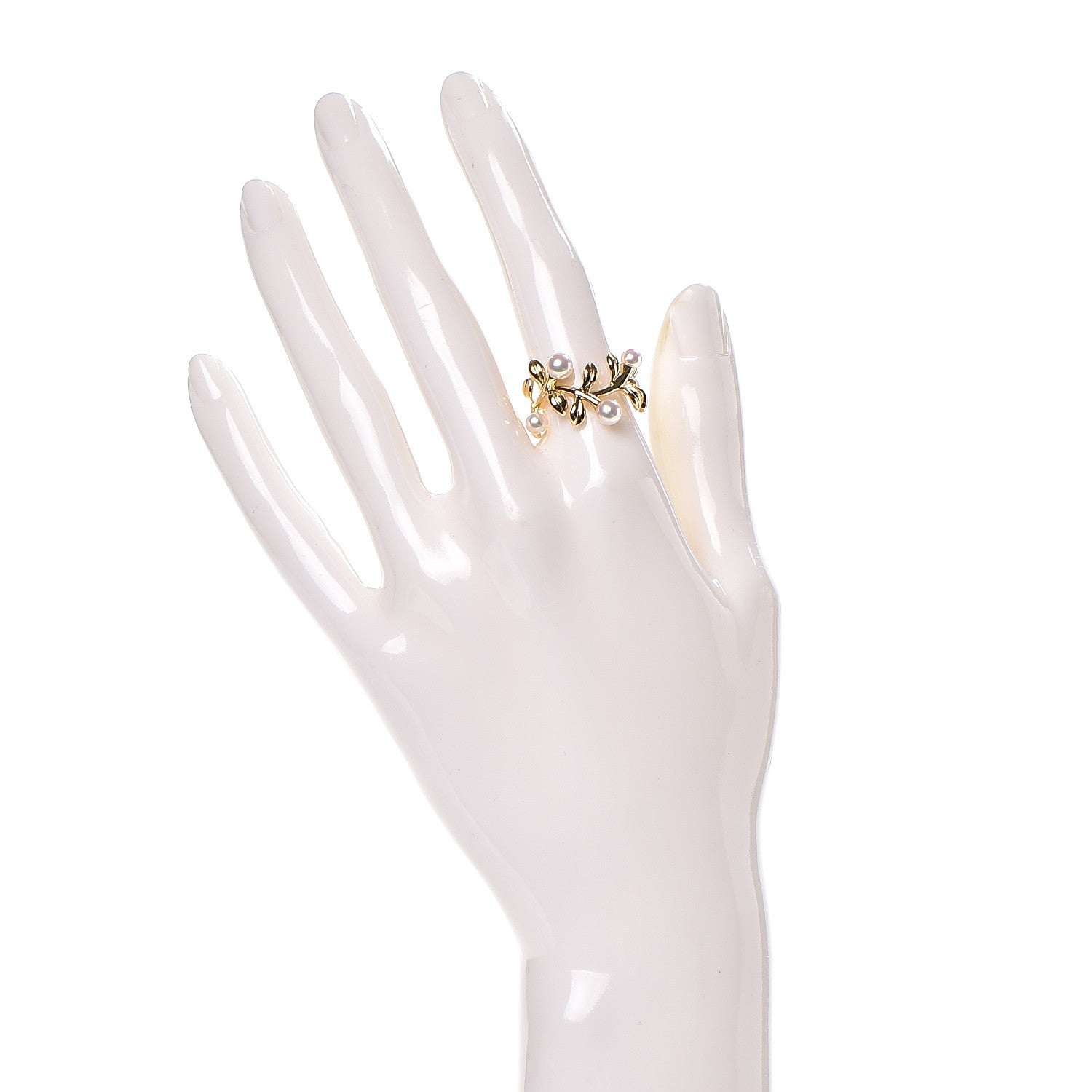 Mikimoto 18K Yellow Gold Akoya Pearl Olive Branch Ring 52 6 2 of 4