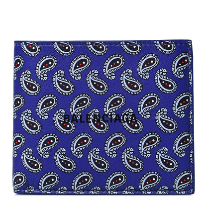 Balenciaga Calfskin Logo Paisley Square Bi-Fold Wallet Blue 1 of 11