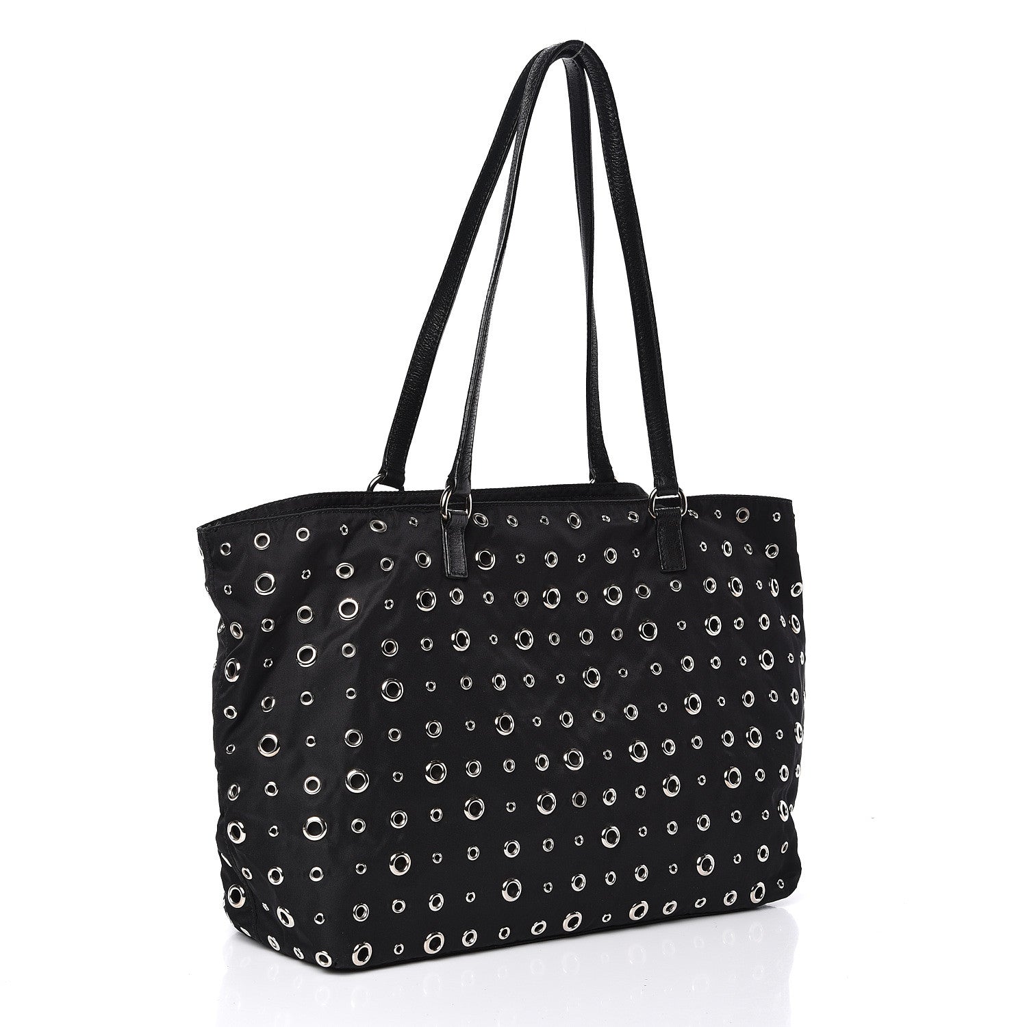 Prada Nylon Metal Grommet Bag Black 3 of 9