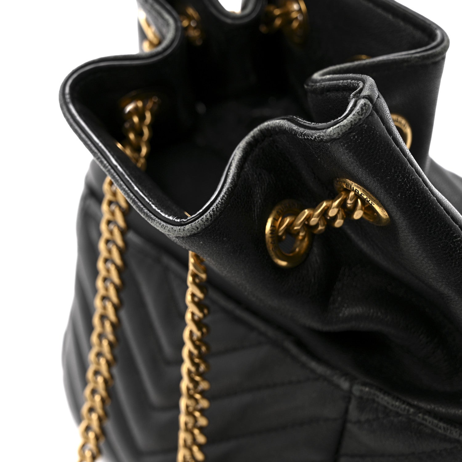 Saint Laurent Lambskin Matelasse Monogram Joe Nano Bucket Bag