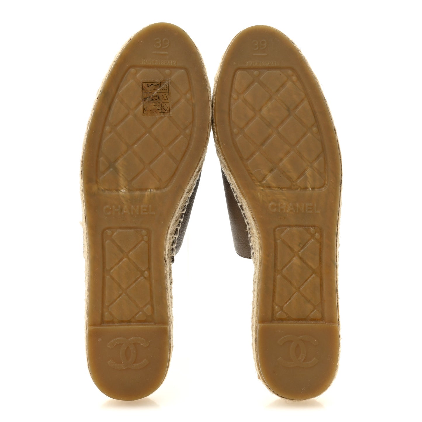 Calfskin CC Espadrille Mules 39 Dark Beige