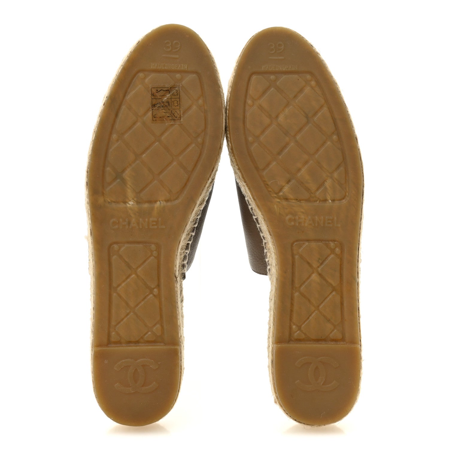 Chanel Calfskin CC Espadrille Mules 39 Dark Beige 6 of 10