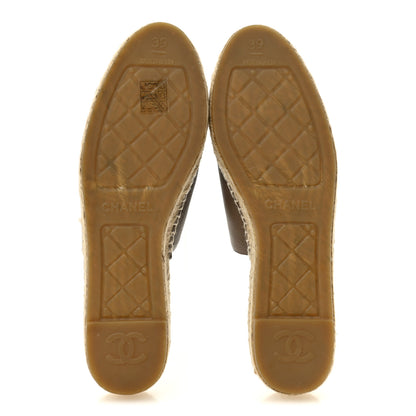 Chanel Calfskin CC Espadrille Mules 39 Dark Beige 6 of 10