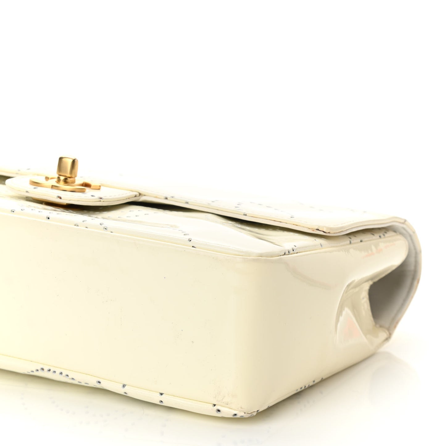 Patent Perforated Camellia Medium Single Flap White