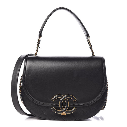 Chanel Shiny Calfskin Goatskin Quilted Small Coco Curve Messenger Flap Black 1 of 9